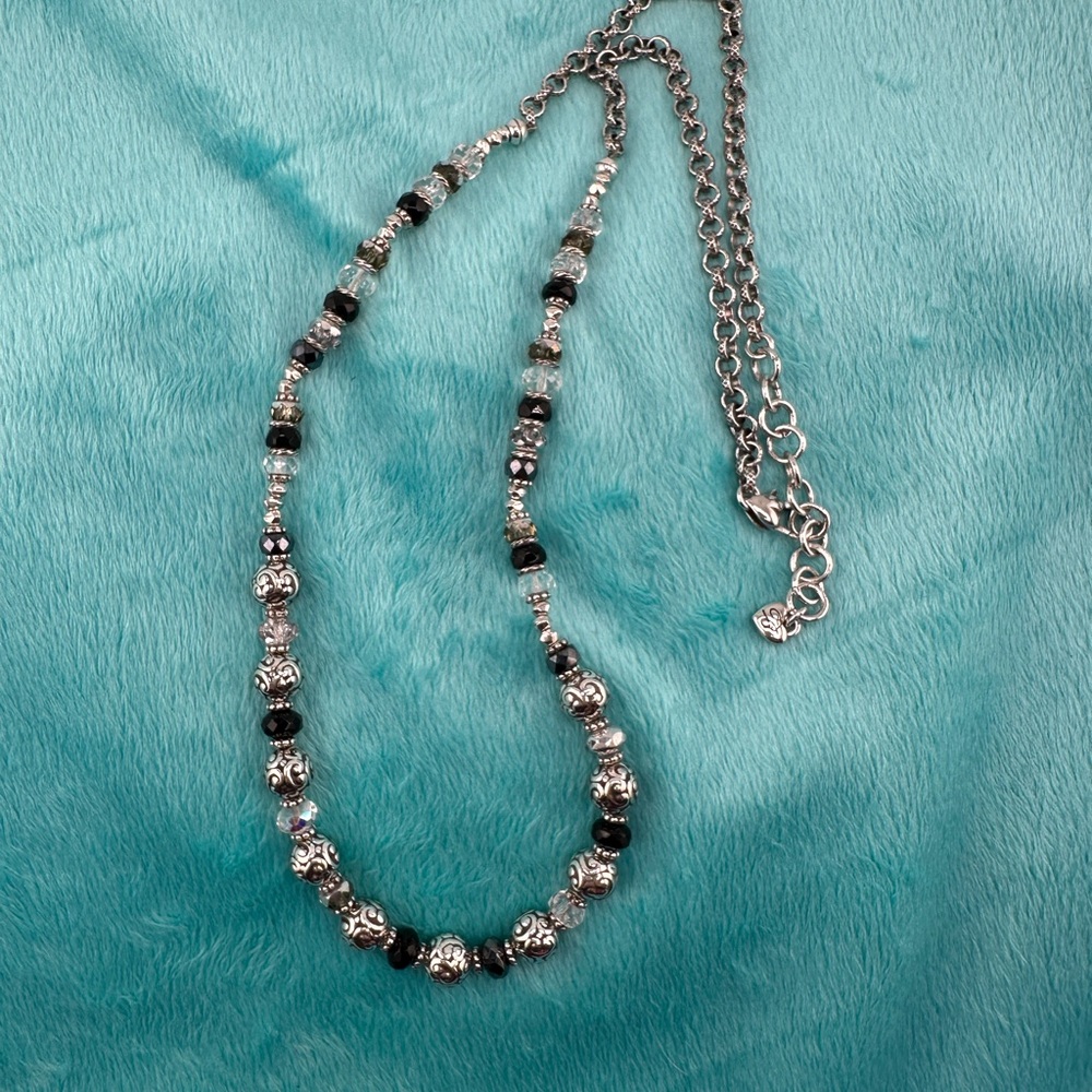 EUC Brighton Silver and Black Beaded Necklace